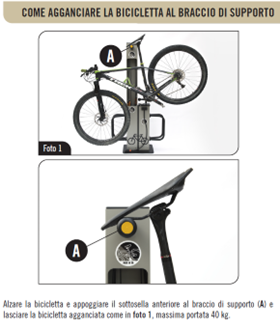 Come agganciare la bicicletta al braccio di supporto