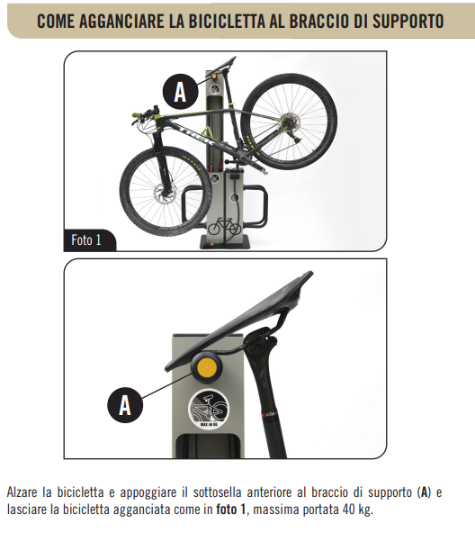 istruzioni su come agganciare la bicicletta